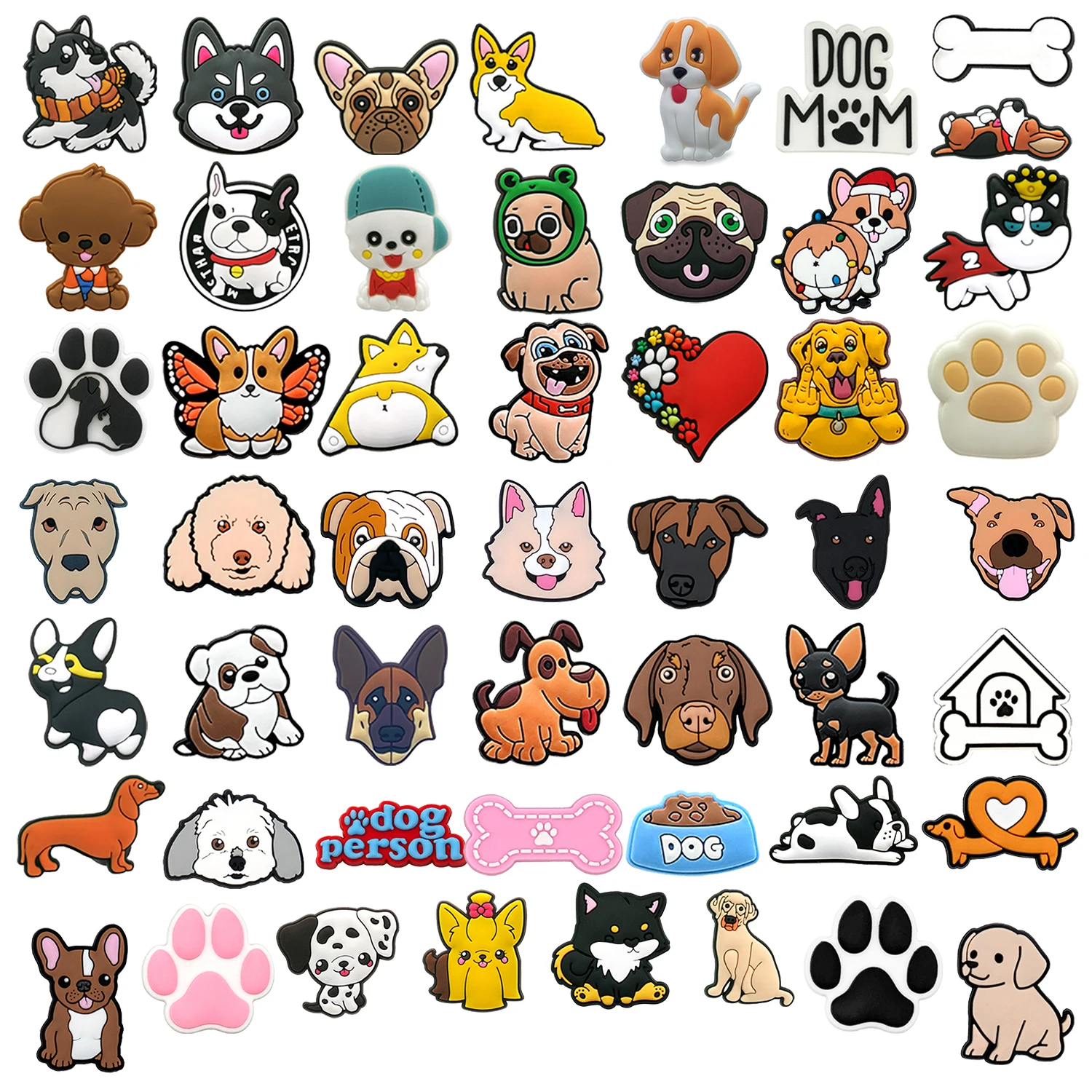 50PCS Animal Shoe Charms Set Cute Cats Dogs Cows Ducks Shoe Accessories Kid Favor Shoe Decoration Fashion Women Men Sandal Decor
