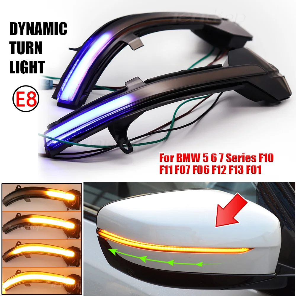 2Pcs LED Dynamic Turn Signal Blinker Side Rear-View Mirror Indicator Light For BMW 5 6 7 Series F10 F11 F07 F06 F12 F13 F01