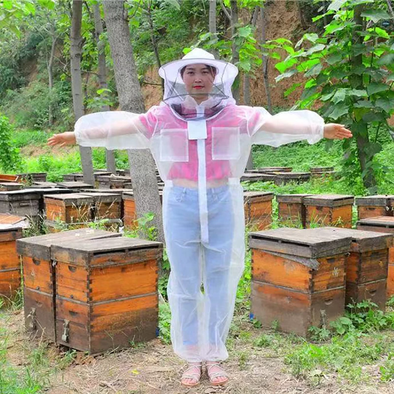 Beekeeper Suit Safety Protective Jacket with Hat for Anti Bee Fishing Breathable Veil Beekeeping Tools Bee-Proof Clothing 1 Set