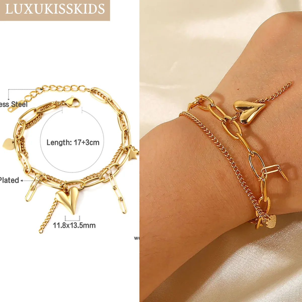 LUXUKISSKIDS Boho Women Premium Bracelets Stainless Steel Y2K Accessories Chunky Golden Aesthetic Jewelry On Wrist Girls Gifts