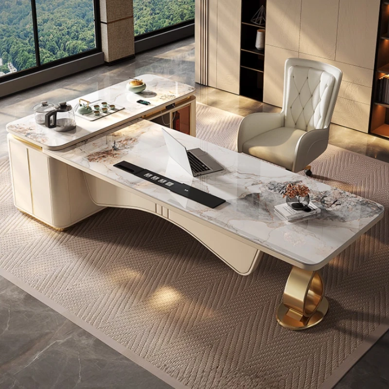 

Modern design office desk coffee table Elegant luxury creativity l shaped desk high-end Minimalism furniture