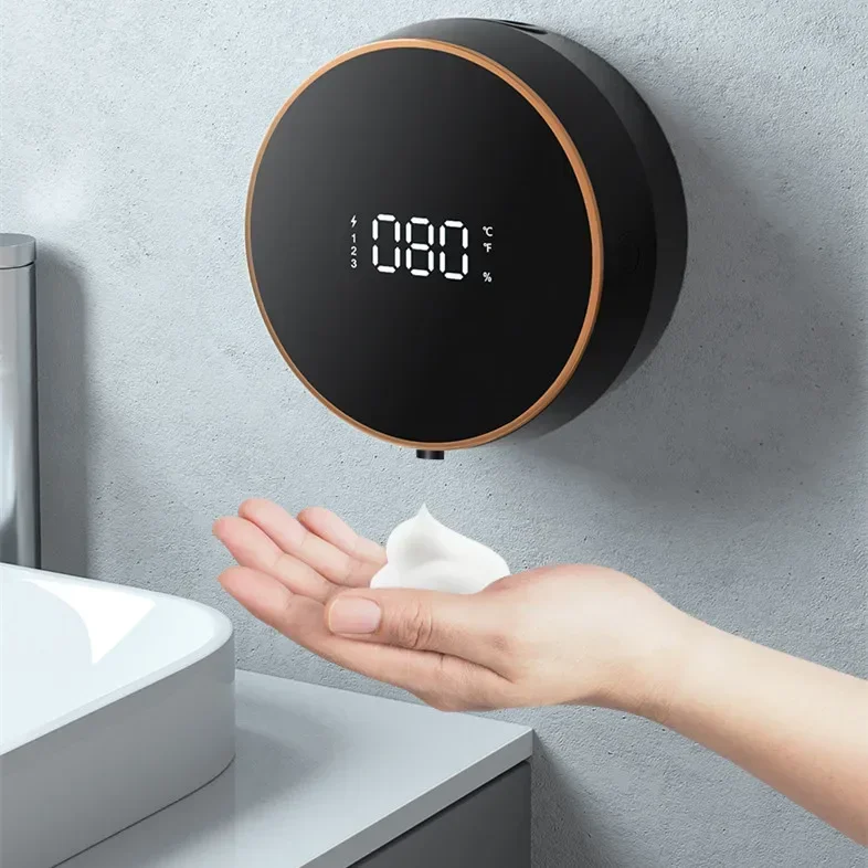 

New Wall-mounted Automatic Soap Dispenser 300ml Rechargeable Intelligent Induction Hand Washing Machine with Full Screen Display