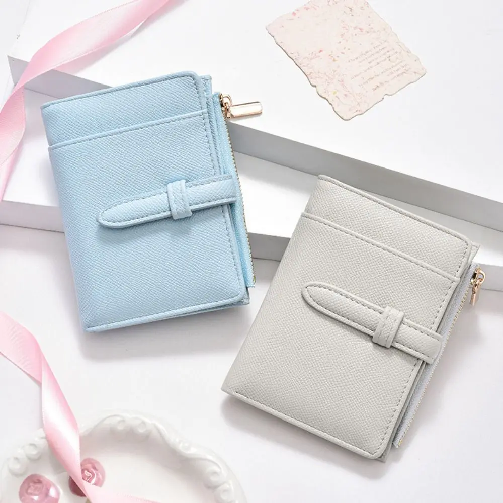 

Large Capacity PU Women's Wallet Multi-Cards Slot Waterproof Mini Coin Pocket Solid Color 2 Folds Zipper Coin Purse Student