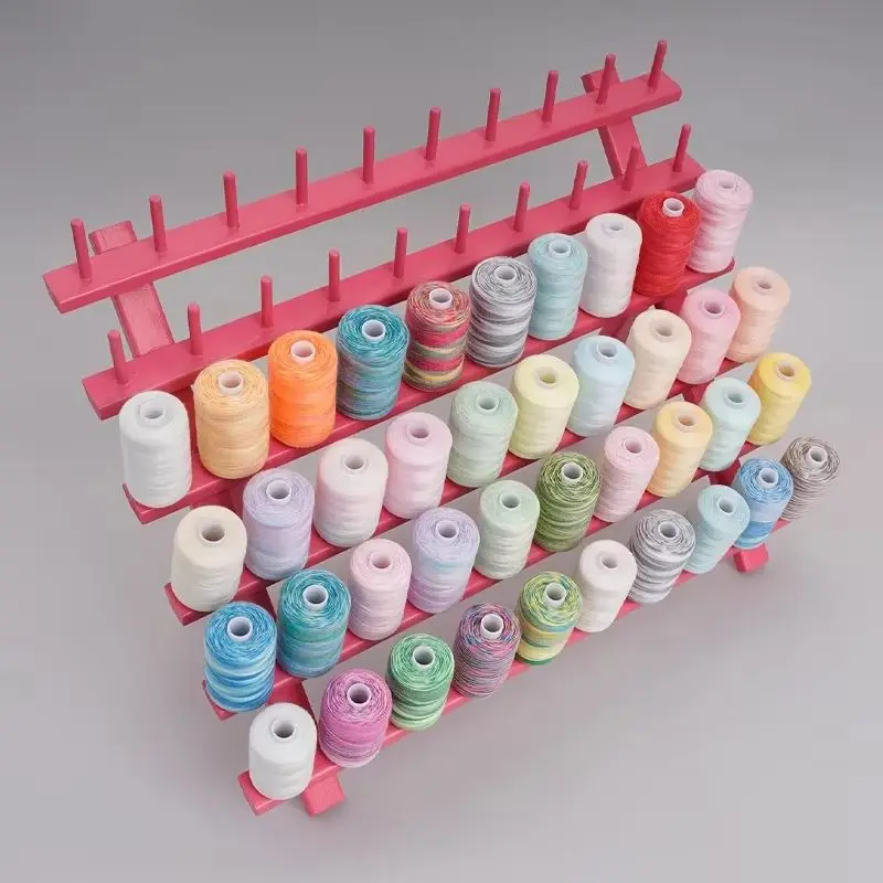 60-Axis Foldable Wooden DIY Sewing Thread Stand Floor Wood Thread Ball Display for Paint Thread Roll Storage Home Garden Decor
