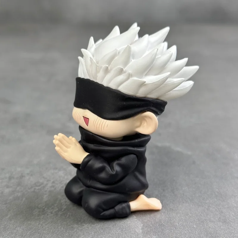 Anime Jujutsu Kaisen Gojo Satoru carino posizione inginocchiata Action Figure PVC Modello Auto ornamento decorazione Giocattoli Decorazione da scrivania Regali