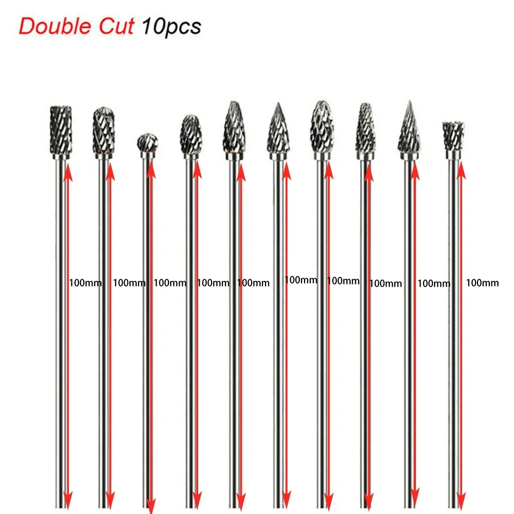 3x6x100mm Long Single Cut Carbide Rotary Burrs Set Rotary Tools Rotary Burrs Hard Alloy Rotary File Polishing Head