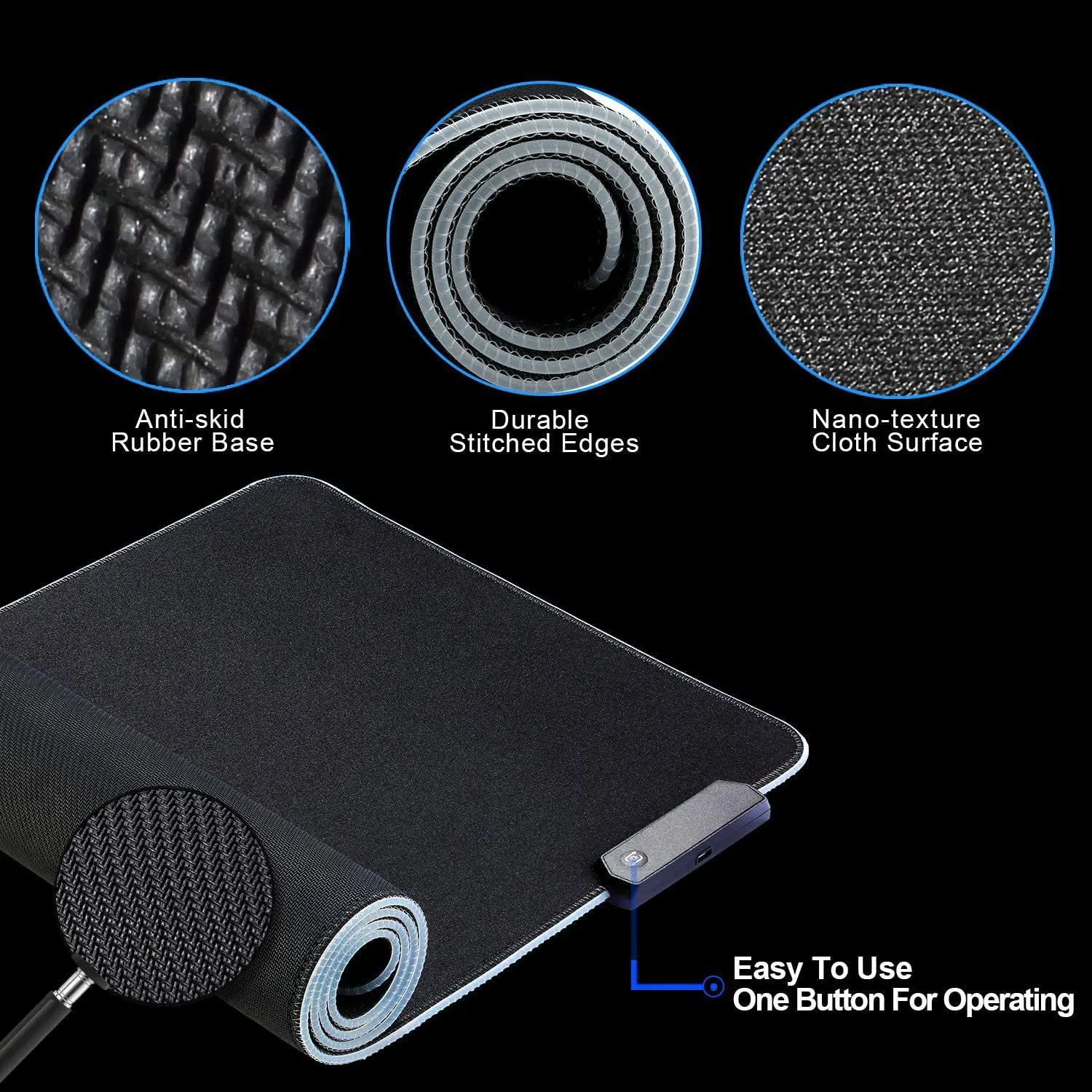RGB Glow Gaming Desk Mat: Extra Large Thick LED Mouse Pad with Keyboard Space, Anti-Slip Base for PC Gamer