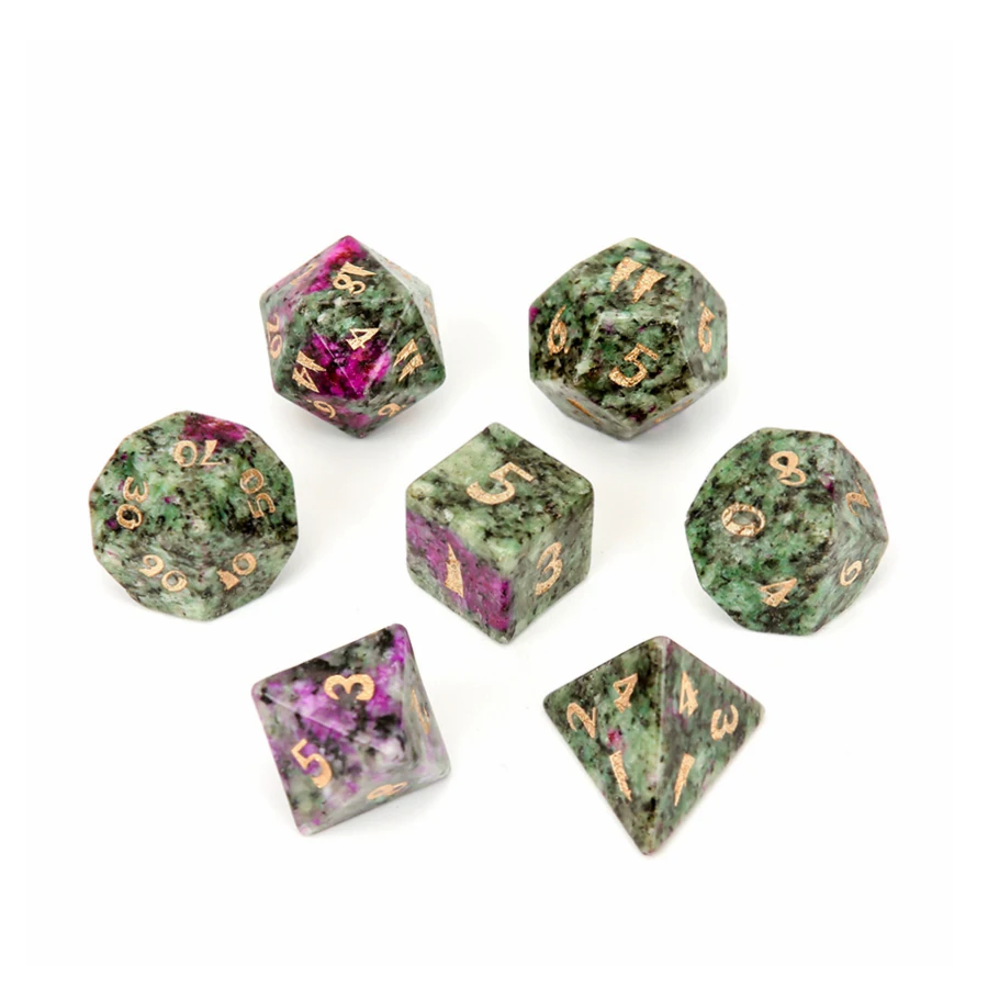 Spot Goods Natural Ruby in Zircite Polyhedral DND RPG Stone Dice Ornaments Jewelry Accept Custom Font Symbol Pattern Logo