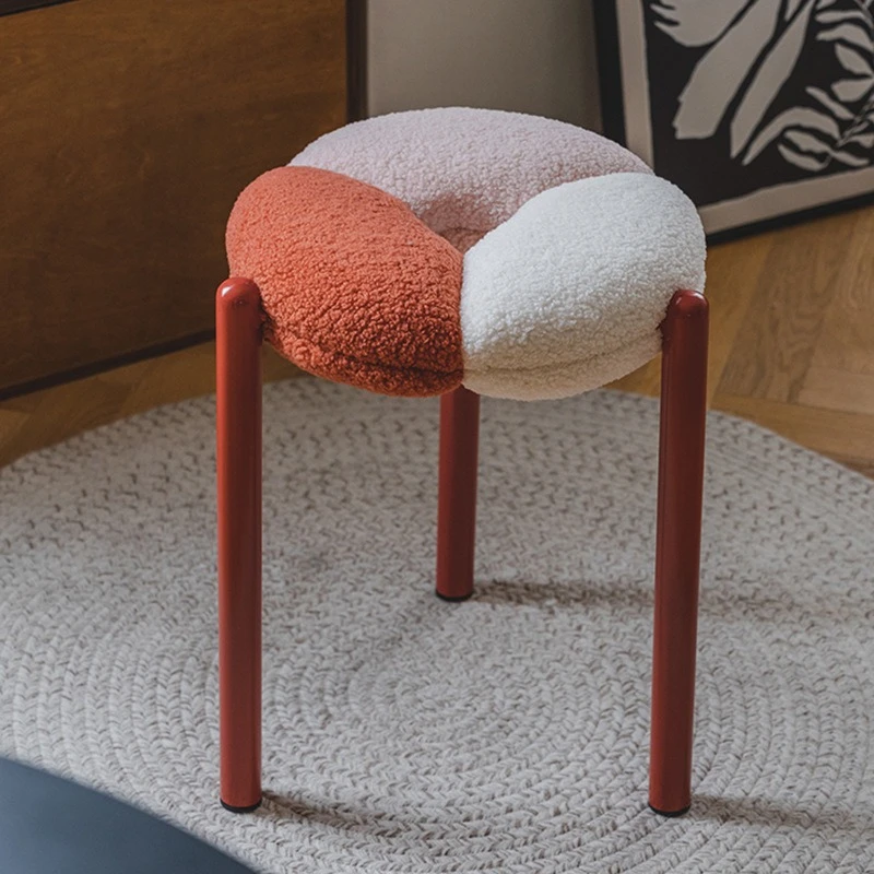 

Nordic home soft bag dressing stool bedroom study restaurant Internet celebrity stackable stool small