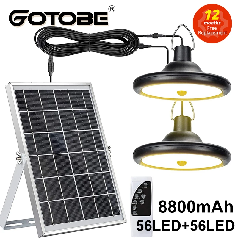 Verbeterde 8800 mAh Solar Outdoor Light Dubbele Hoofd 112 LED Bewegingssensor Waterdicht Solar Schuur Licht Voor Binnentuin Garage