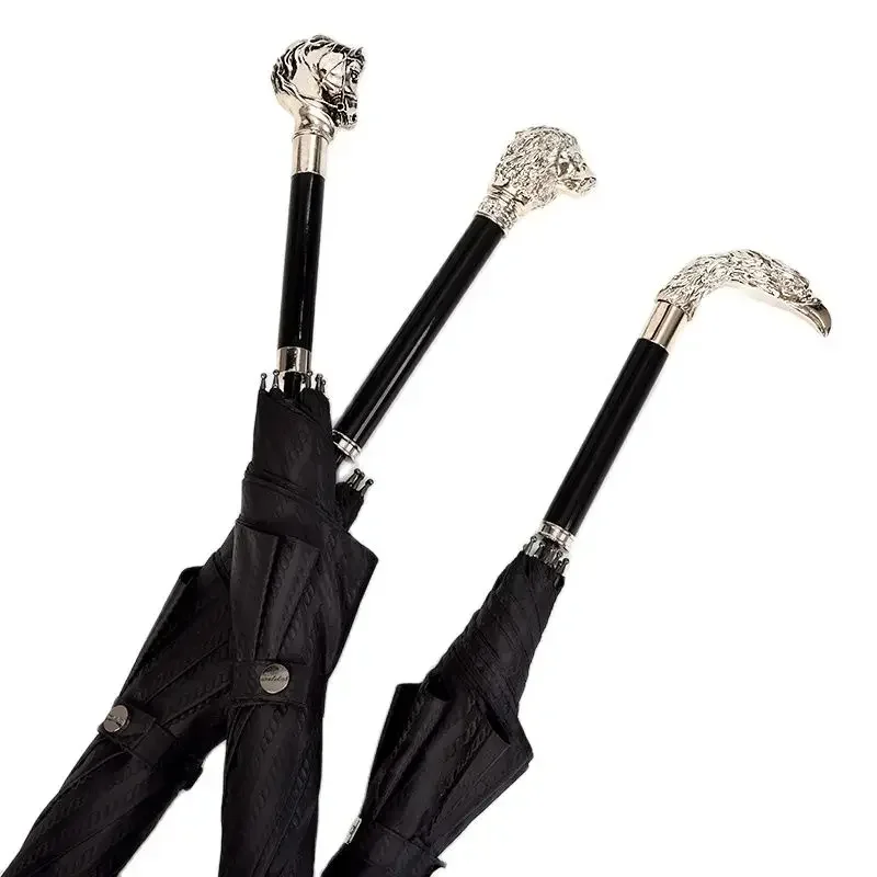 Art Big Sun Umbrella Clear Parasol Long Handle Umbrella Gifts Custom Men's and Women's Horse Eagle Lion Head Umbrellas
