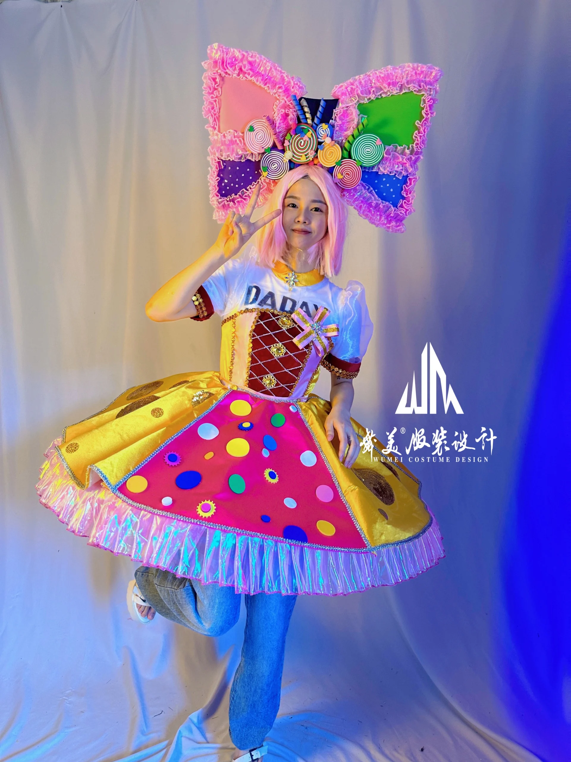 Festival Parade Colorful Cake Dress+Headress Outfits Singer Dance Stage Party Bar Commercial Scenic Area Amusement Park Clothing