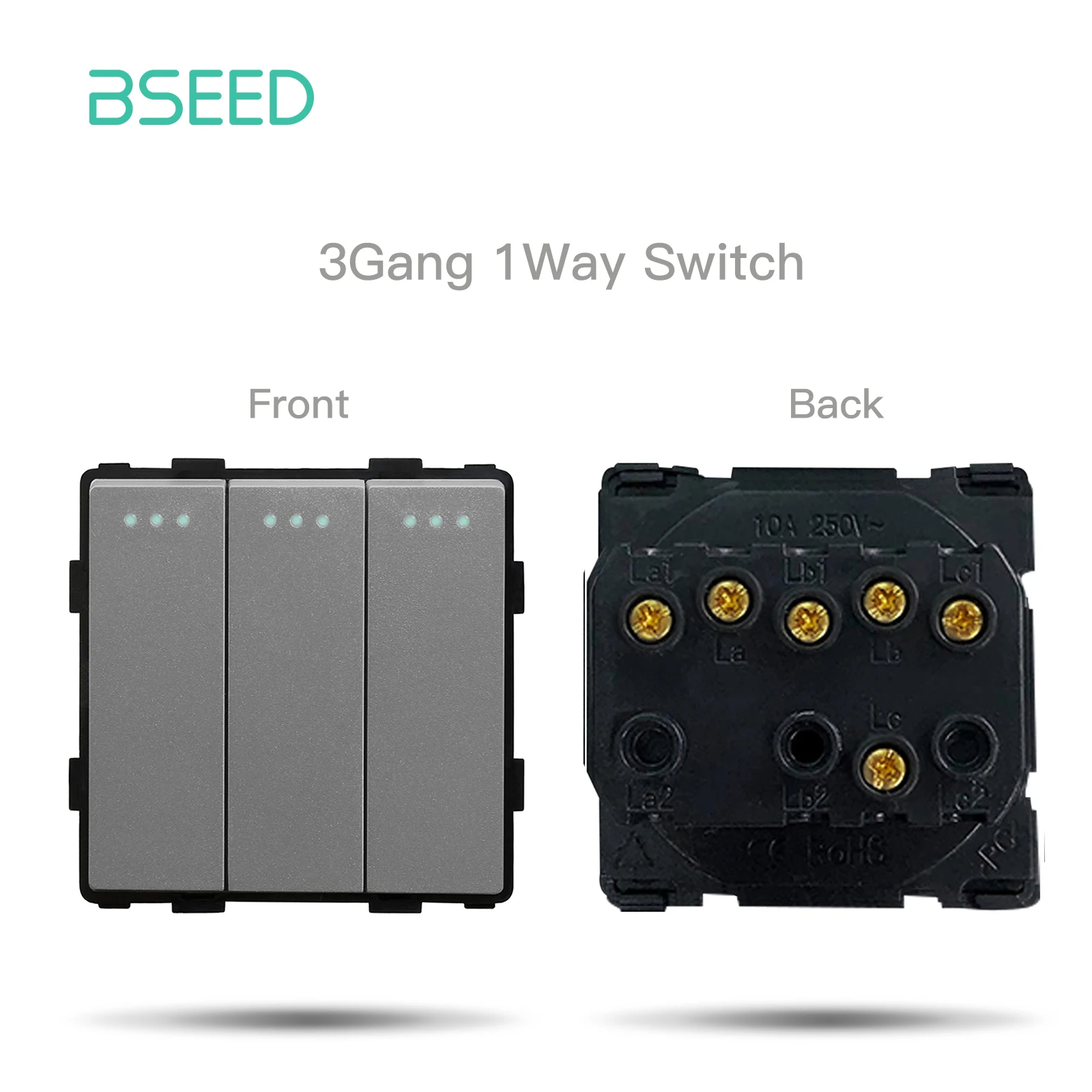 BSEED 1/2/3Gang Mechanische Taste Schalter Licht Schalter Funktion Teil Kristall Glas Rahmen EU Steckdose DIY teil Kostenlose Kombination