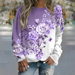 New Winter 3D Colorful Florals Printing Sweatshirts Women Fashion Streetwear Pullovers Harajuku Unisex Clothing Girls Funny Tops