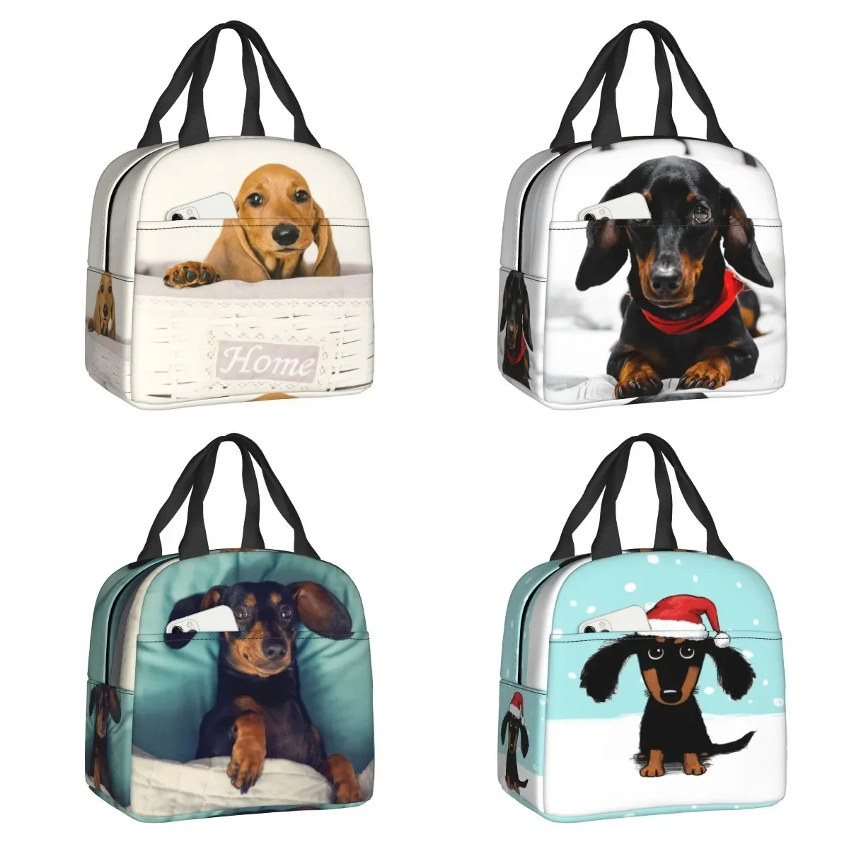 Cute Dachshund Dog Thermal Insulated Lunch Bag Women Sausage Wiener Badger Dogs Lunch Tote for Kids School Children Food Box