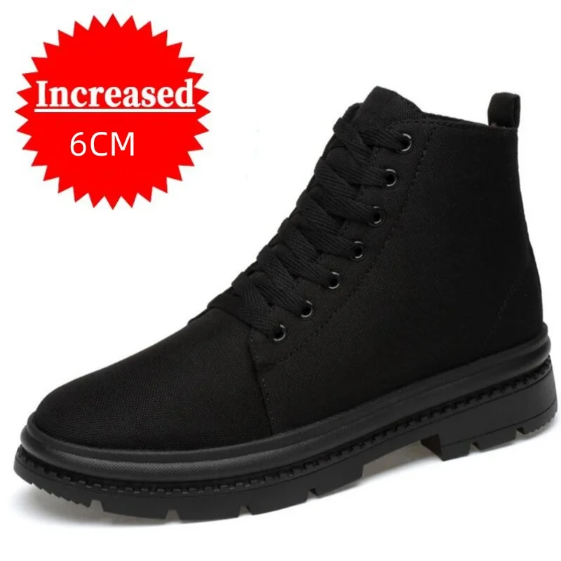Men Boots Elevator Shoes Hidden Heels Canvas Heightening Shoes For Man Hidden Heels Increase Insole 10CM 8CM 6CM Sports_voghion.com