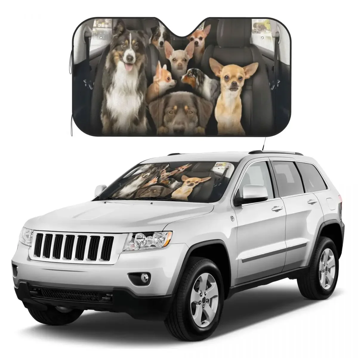 Australian Shepherd X Chihuahua Sunshades Reflector Anti Uv Custom Funny Car Sunshade Sun Shade