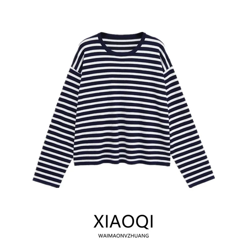 

Свободный крой, круглый трикотаж Ne Long Sve в полоску, Новое поступление, женский повседневный свитер, осень 2021, модный женский свитер