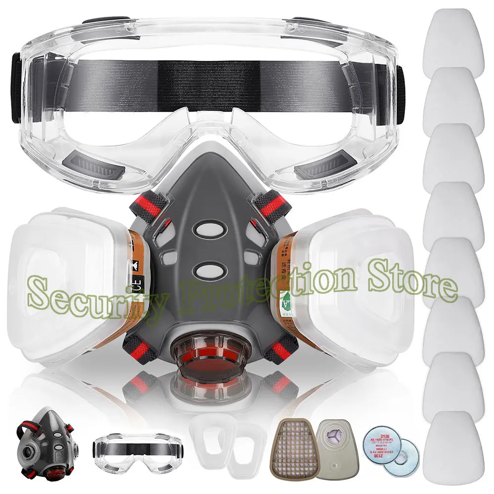 

308 Face Gas Dust Mask Chemical Respirator Dual Filters Work Safety Masks Spray Paint Dust Mask With Filter Respirator Reuse