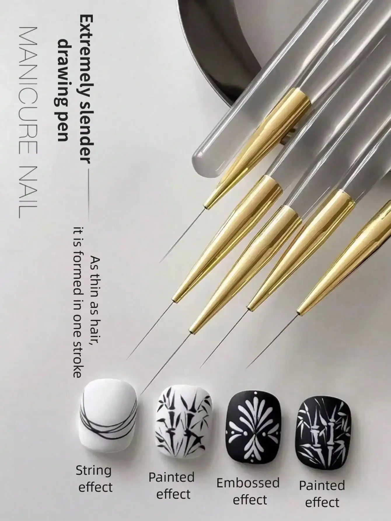 

Delicate Stretching Nail Art Pen Set: Gray Acrylic Rod Stretching Nail Art Pen, Floral Nail Art Pen, Extended Grid Pen, Ultra-Fine Stretching Nail Art Pen, Sweeping Pen, Professional Hook Line Nail Art Tool, Exquisite Pen Tip, Vintage Grid Nail Art Pen Fo