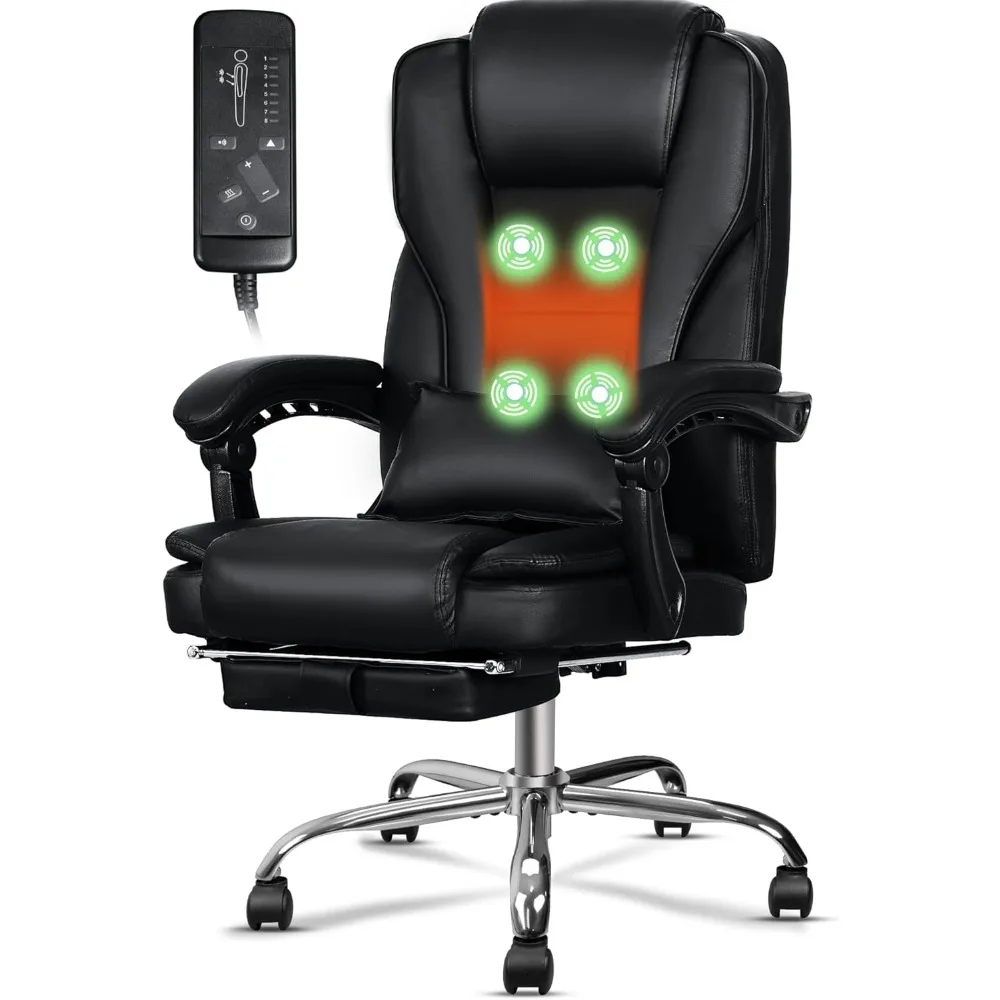 Ergonomic Office Chair with Heat and Massage,Excutive Massage Office Chair with Footrest,Wheels, Lumbar Support,Reclining Chairs