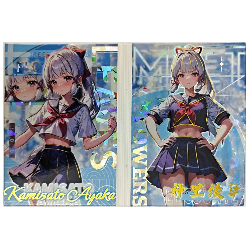 Anime Goddess Story Rare Fold Refraction Foil Elysia Illustrious Nishikigi Chisato Toy for boy Collectible Card Birthday Present