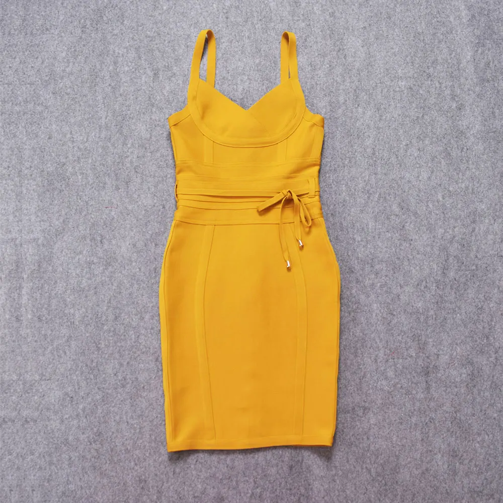 WillBeNice Klassieke Sexy Bodycon Spaghetti Verjaardag Roze Bandage Jurk Voor Vrouwen Riem Sjerpen Trouwjurken Avond Rode Vestidos