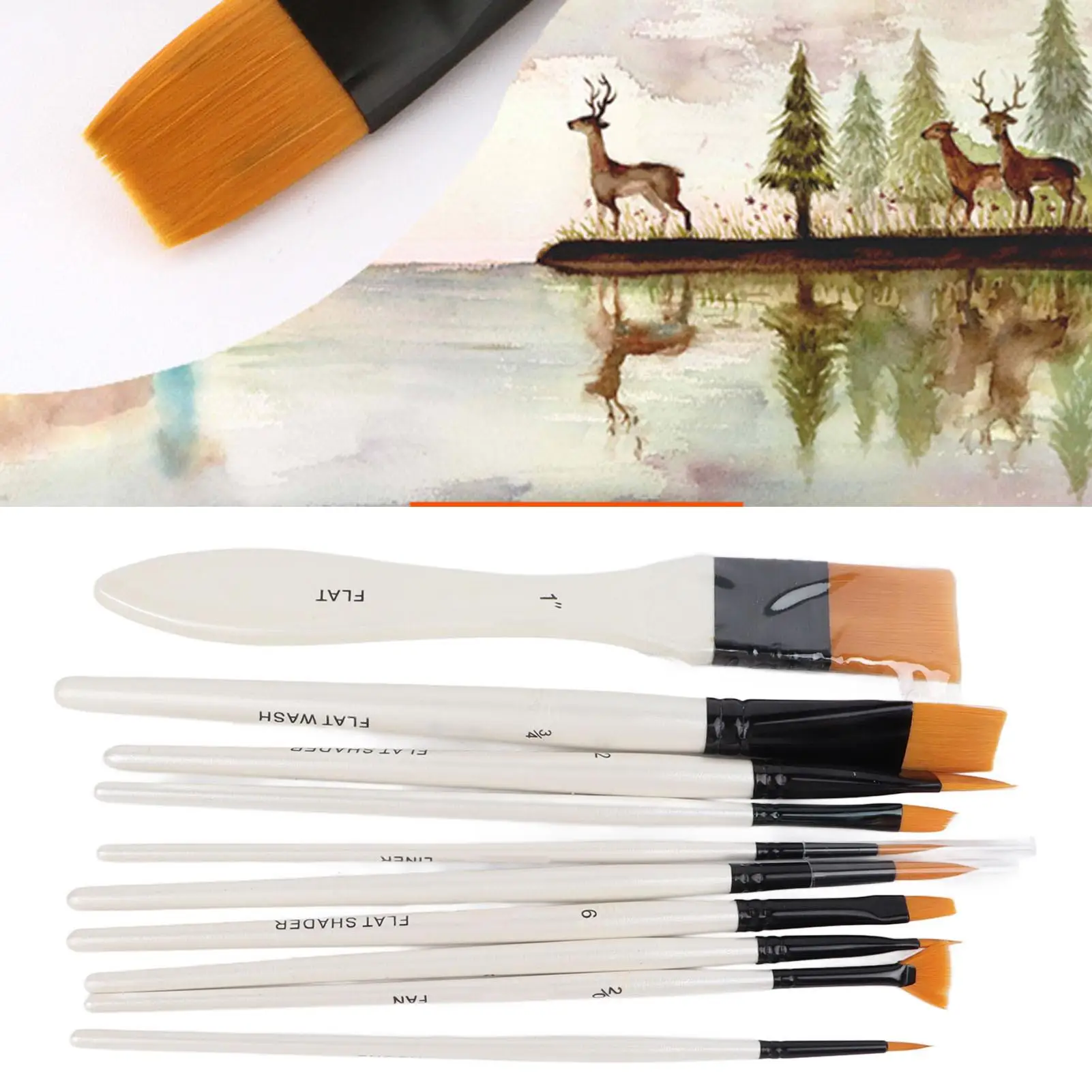 Ensemble de pinceaux de peinture à l'huile en Nylon multi-usages, manche en bois, épaisseur uniforme pour les projets artistiques, fournitures de peinture