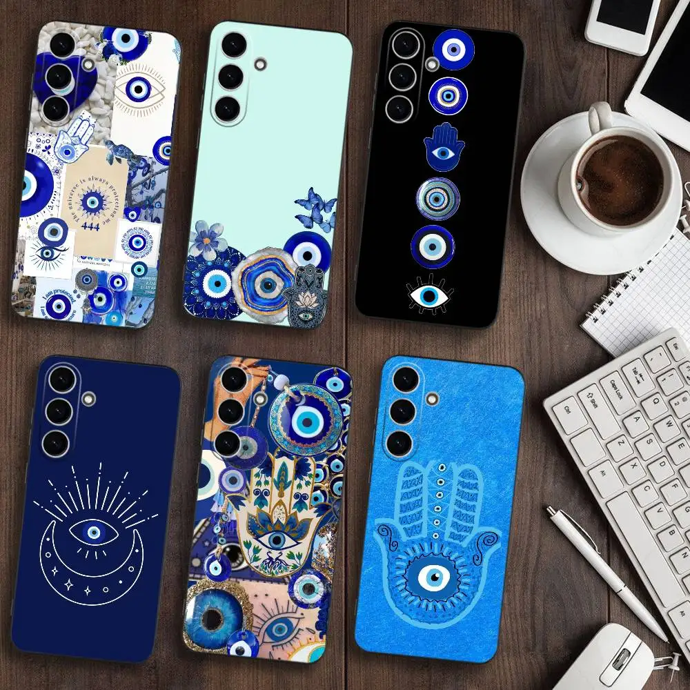 

turkish lucky blue evil eye Phone Case For Samsung Galaxy A73,A72,A71,A70,A53,A52,A51,Soft Black Shell