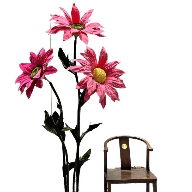 Large artificial flannel peony rose combination photography camera clock in decoration