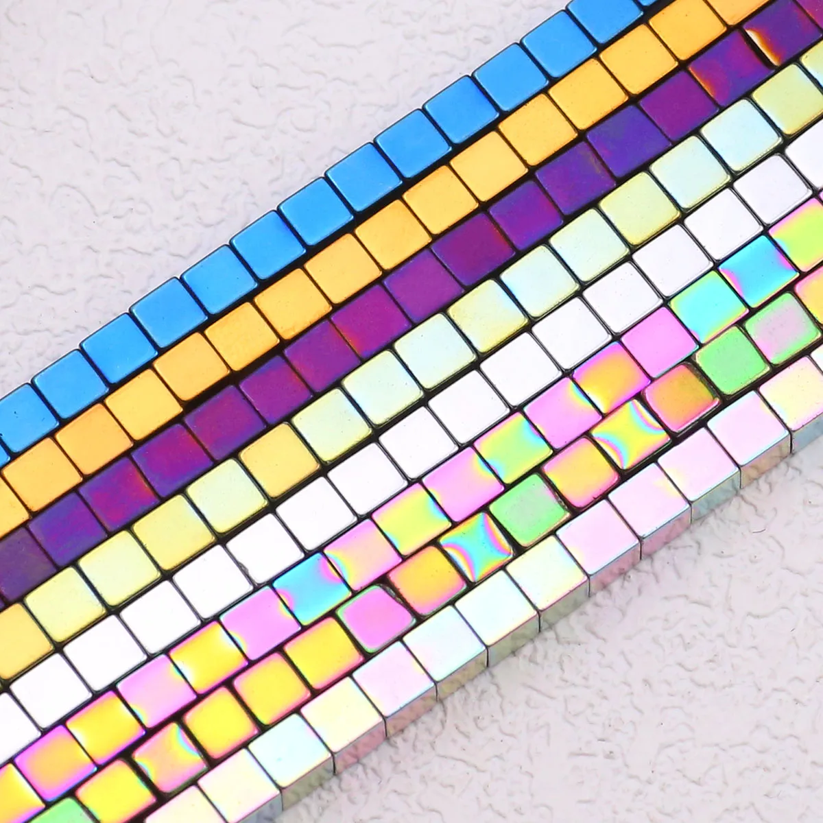 2/3/4/6MM Multi-Colored Square Hematite Natural Stone Spacer Loose Beads For Jewelry Making Necklaces Bracelets DIY Accessories