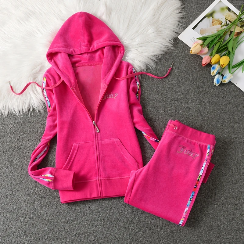 2025 Fashion Brand Casual Women\'s Suits Spring Autumn Outdoor Velvet Women Tracksuits Hooded Collar Jogging Suit