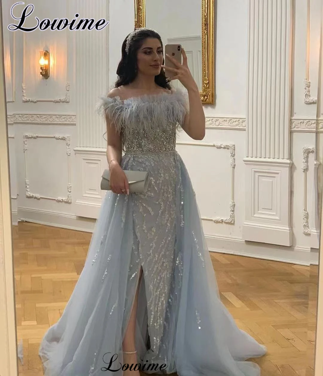 Middle East Mermaid Cocktail Dresses Strapless Off Shoulder Prom Dresses With Side Slit Vestidos De Cóctel Evening Party Dresses