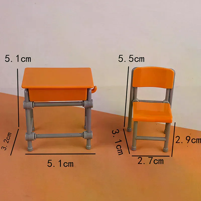 1 Set 1:12 Dollhouse Miniature Desks Chairs Model Furniture Accessories For Doll House Decor Kids Toys Gift