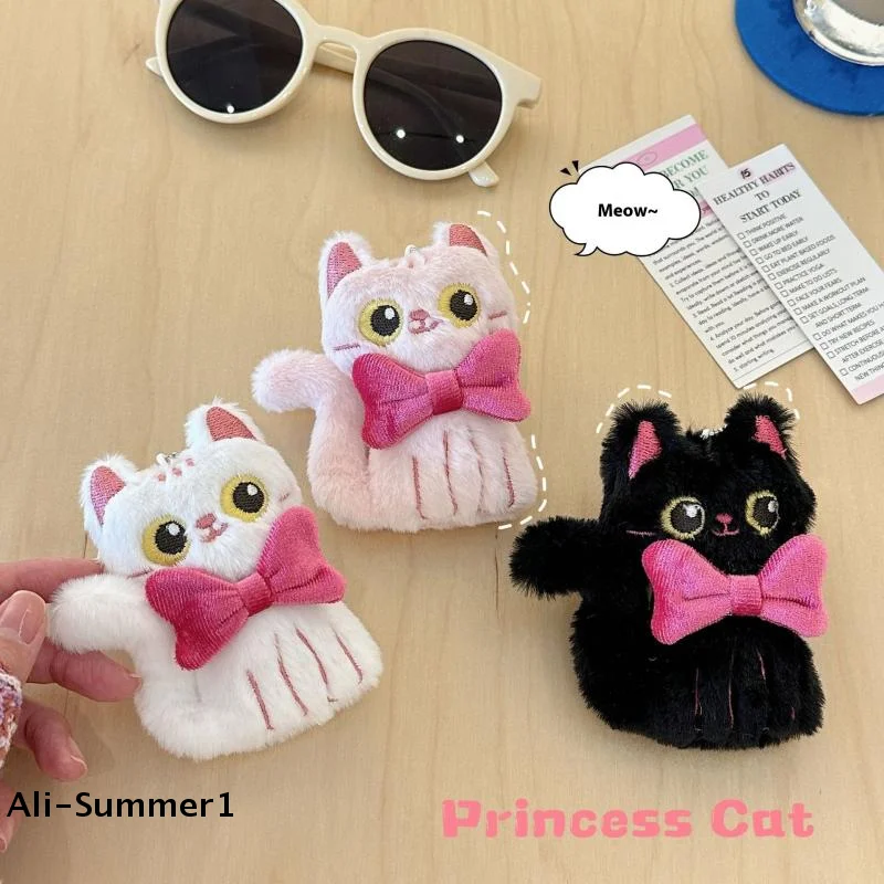 【E】Cartoon Niedliche Großäugige Katze Plüsch-Schlüsselanhänger Kawaii Katzen-Puppen-Anhänger Auto-Schlüsselring Charm Rucksack-Dekoration Zubehör Geschenke