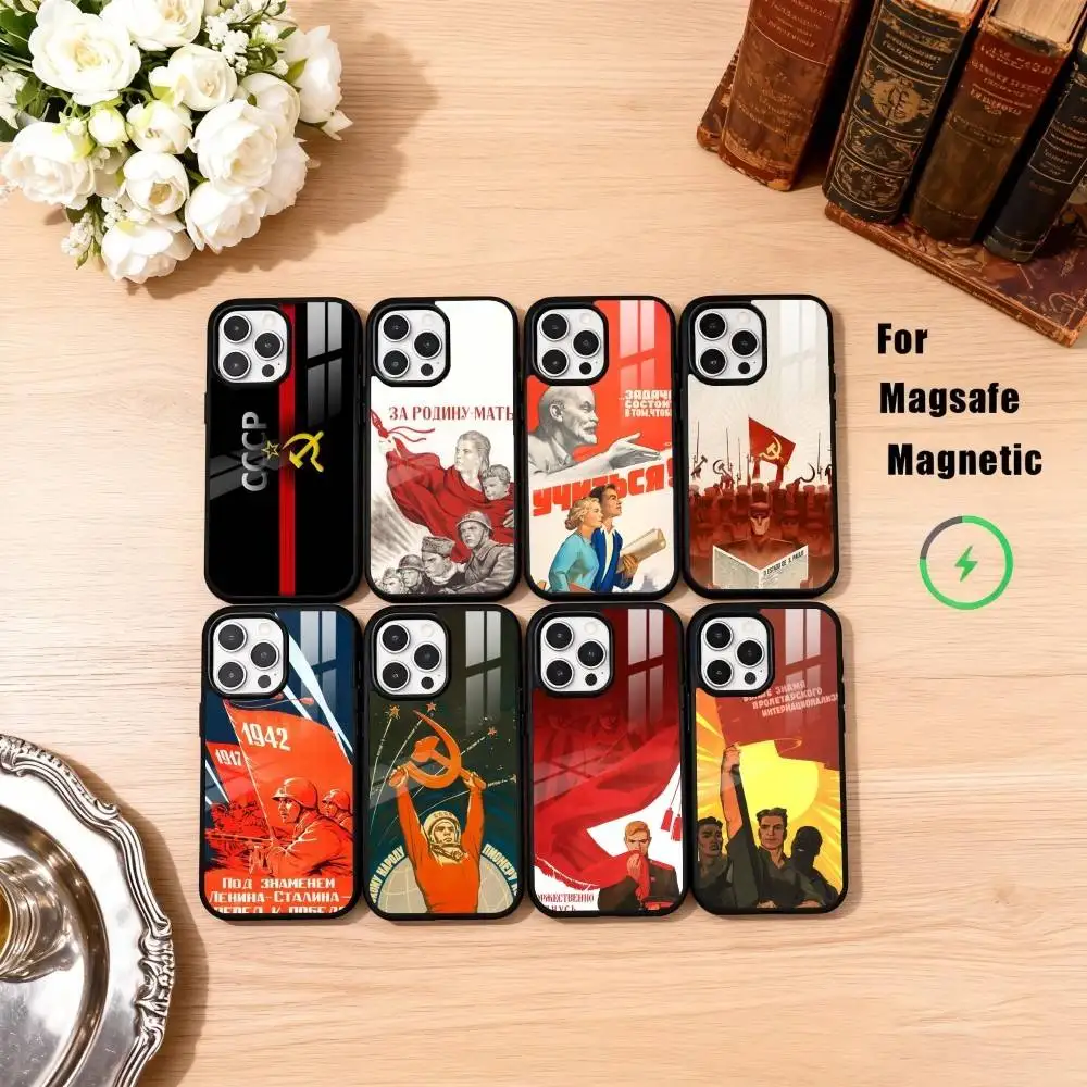 

Russian USSR Banner Phone Case For iPhone17,16,15,14,13,12,11 Plus,Pro Max Magnetic For Magsafe Wireless Charging