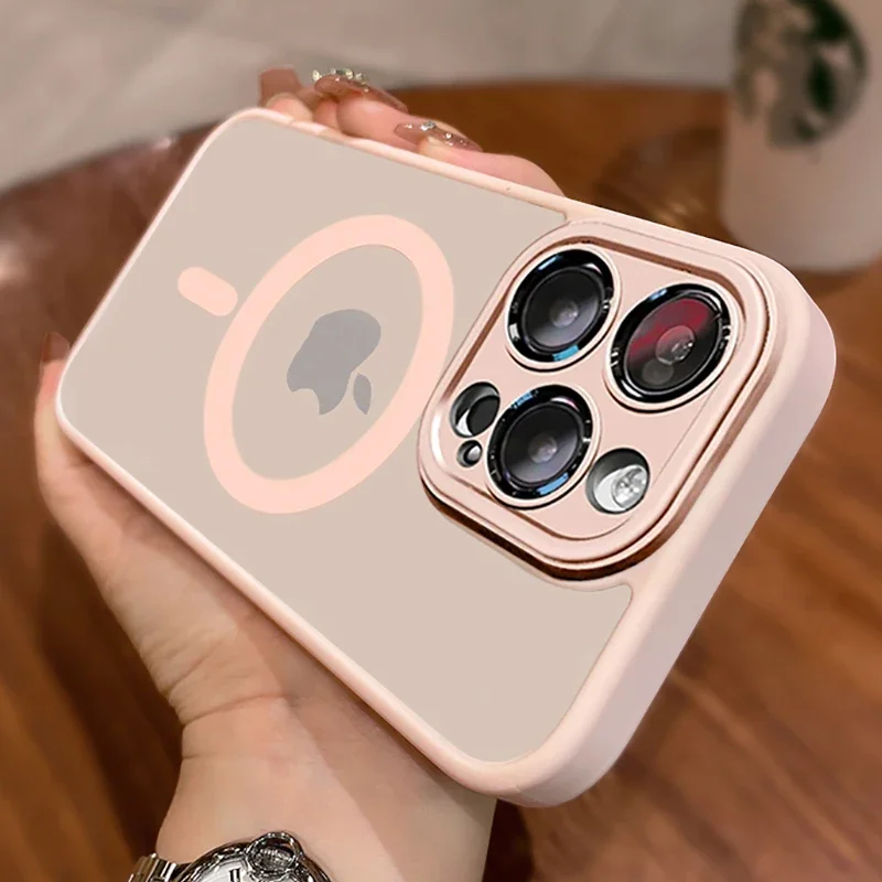 

Matte Magnetic Wireless Charge Translucent Case For iPhone 15 14 13 11 12 Pro Max Plus Magsafe Shockproof Armor Hard Back Cover