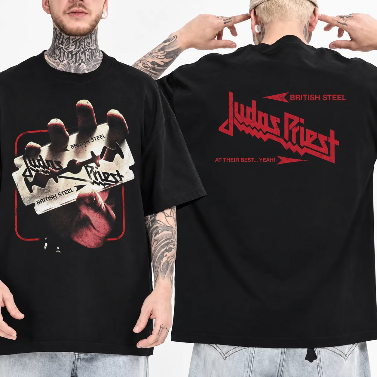 British Steel Hand Judas Priest T-Shirt Men Women Vintage Metal Rock Band Graphic Tee Cotton Summer Streetwear Top