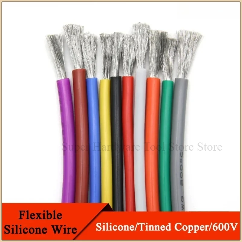 1M/5M Heat-resistant Cable 30 28 26 24 22 20 18 16 15 14 13 12 10 AWG Ultra Soft Silicone Wire High Temperature Flexible Copper
