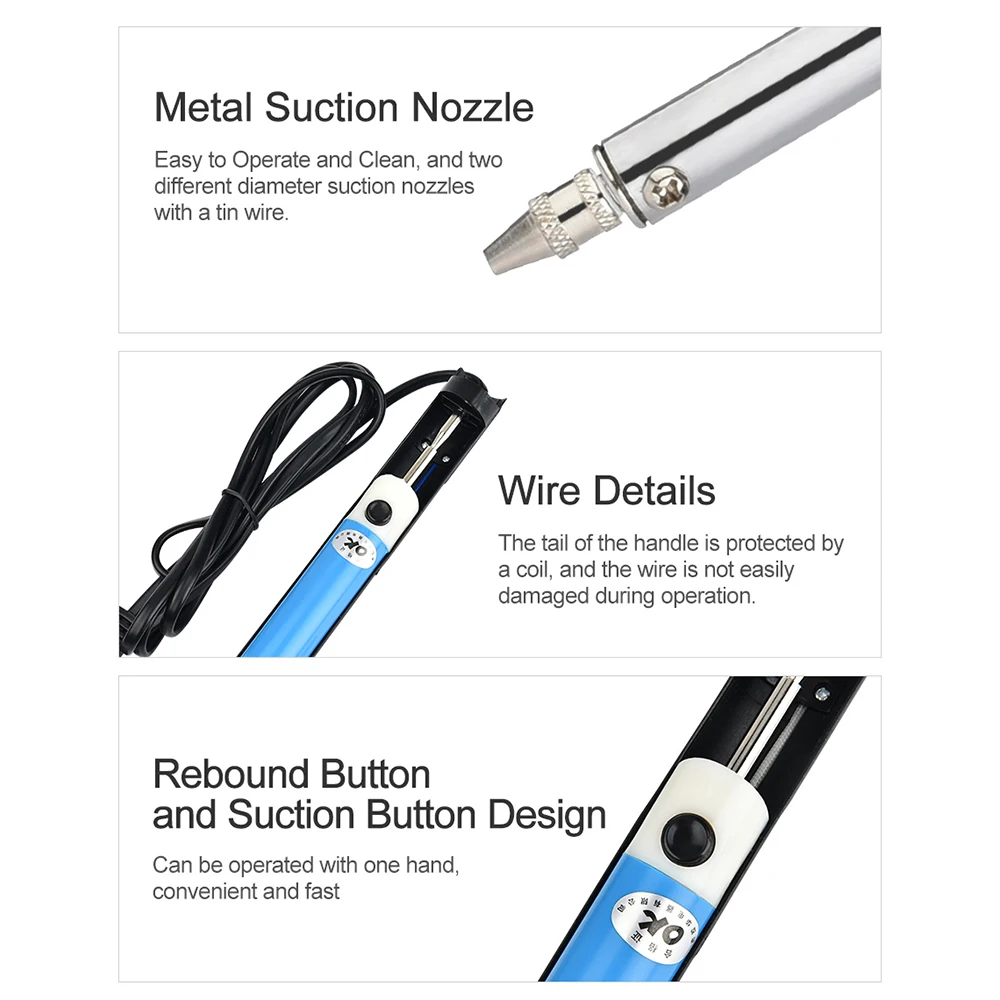 US 110V EU 220V Electric Tin Suction Sucker Pen Soldering Iron Solder Suction Desoldering Machine Vacuum Pump Welding Tools view 5