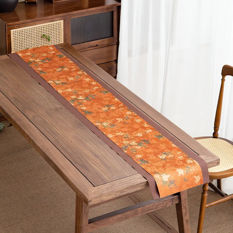 

New Chinese Zen style long tea mat, waterproof tea tablecloth, light luxury Chinese style double-sided insulated tea table mat