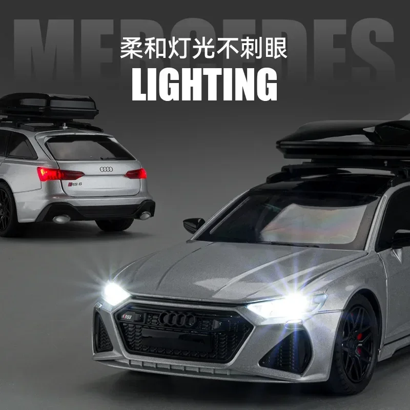 1:24 Audi RS6 Simulation Alloy Car Model Sound And Light Pull Back Toy Car Station Wagon Boy Collection Decoration Gift C161