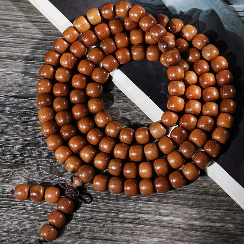 Old-style jujube wood bead bracelet with 108 Buddhist beads, niche craft, multi-loop wooden string for meditation and han