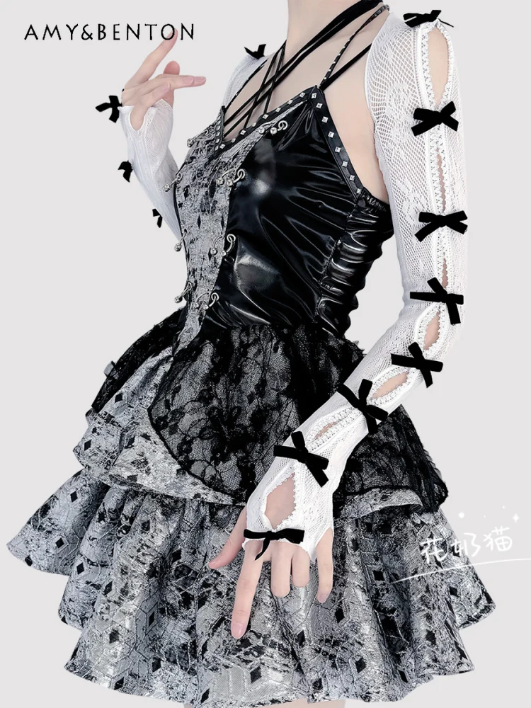 

Japanese Sweet Lace Bow Shawl Hand Sleeves Women Summer New Thin Gothic White Sunscreen Sleeves Kawaii Lolita Y2k Accessories