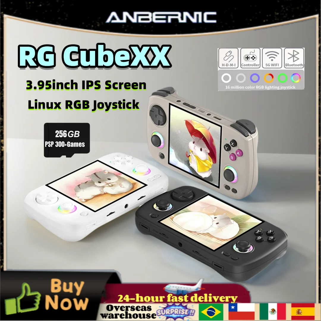 

ANBERNIC RG CubeXX Handheld Game Console 3.95 Inch IPS Screen Linux System 64 Bit Support 5G WiFi Bluetooth TV HD Output PSP PS2