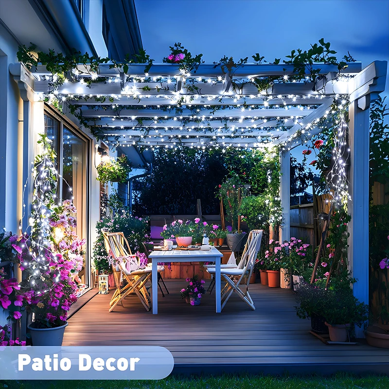 Solar LED String Lights Waterproof 8modes Christmas Garland Decor for Garden Patio Balcony Fence Festival Fairy Lights