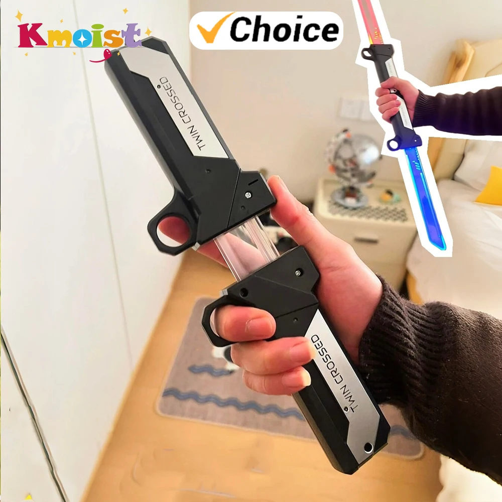 Sabre de luz de lâmina dupla extensível espada iluminada brinquedo do miúdo led piscando alívio do estresse brinquedos para meninos festa de aniversário adultos presentes