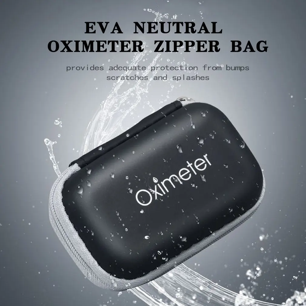 Hard EVA Portable SpO2 Finger Pulse Oximeter Pouch Bag Carrying Case Earphones Data Cable Zipper Storage Bag for Travel