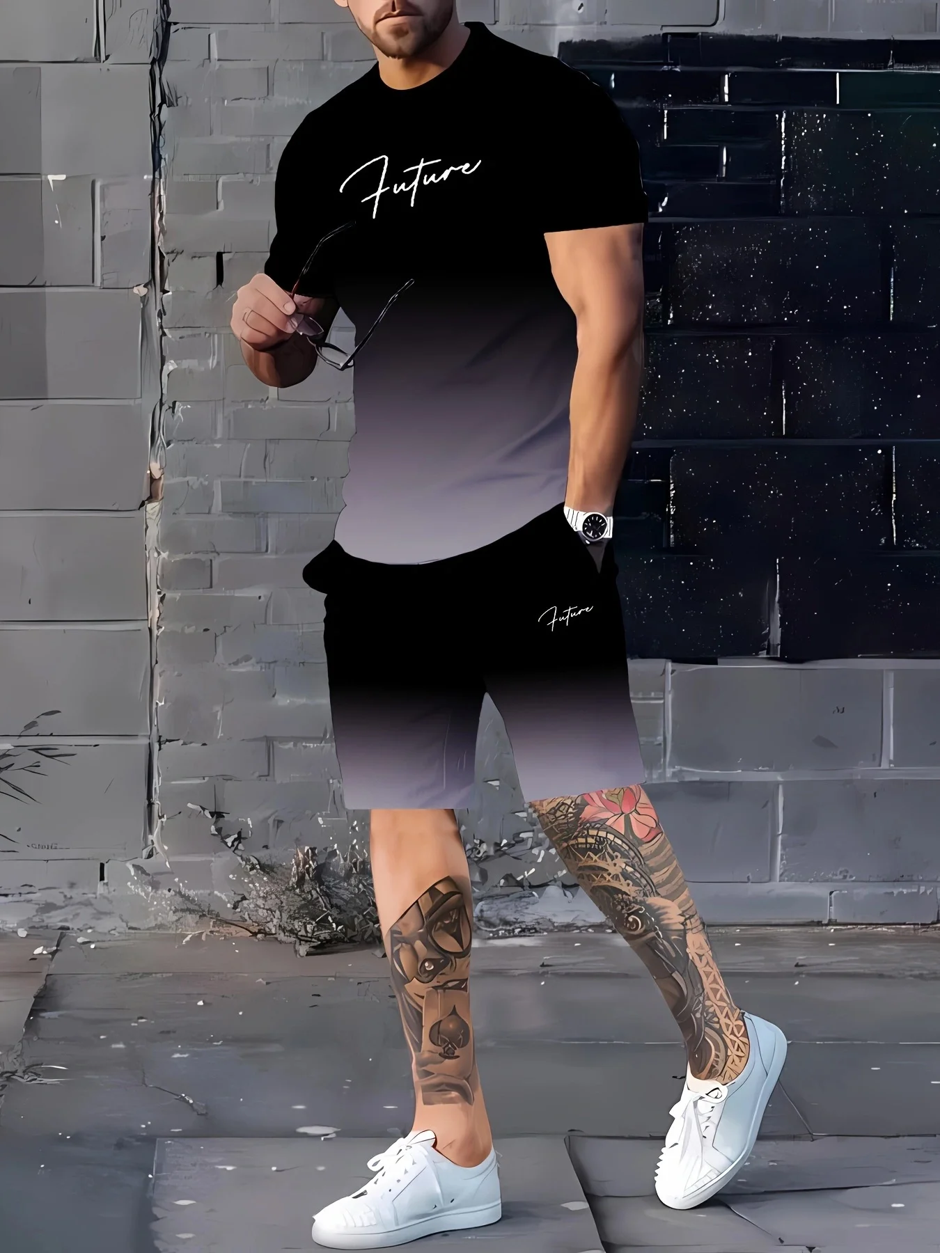 

Summer chic 2025 fashion Men's casual sports suit outdoor sport 3D printed T-shirt shorts set outdoor activity