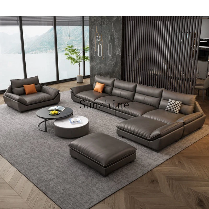 

Fabric sofa modern simple living room size apartment straight row three-person corner combination